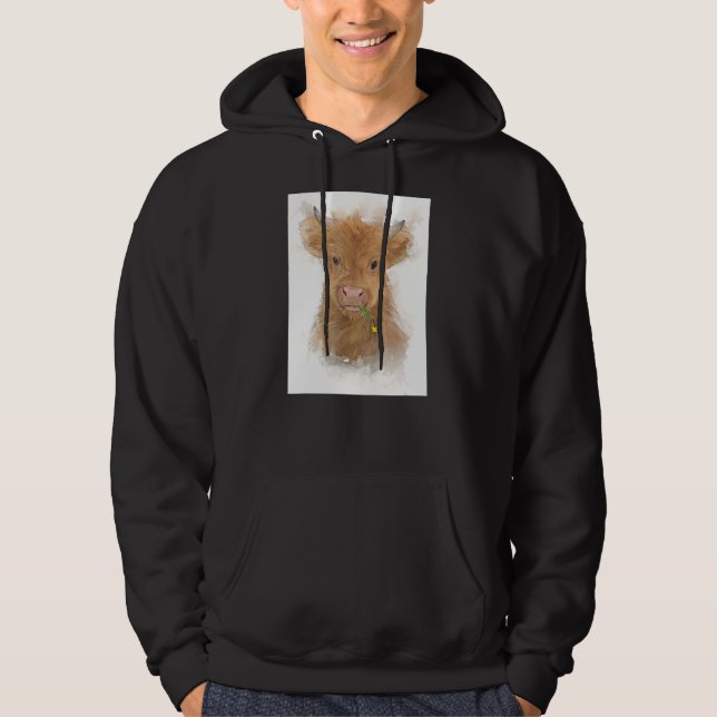 Beautiful Highland Cow Calf Farm Countryside Hoodie (Front)
