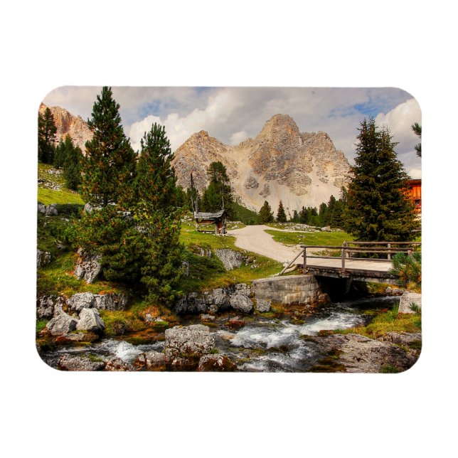 Beautiful Hiking Trail River, Trees & Mountains Magnet (Horizontal)