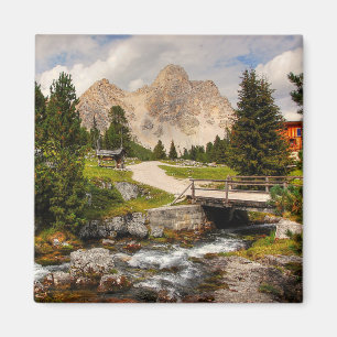 Beautiful Hiking Trail River, Trees & Mountains Magnet