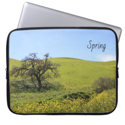 Beautiful Hillside Wildflowers Oaks in Spring  Laptop Sleeve