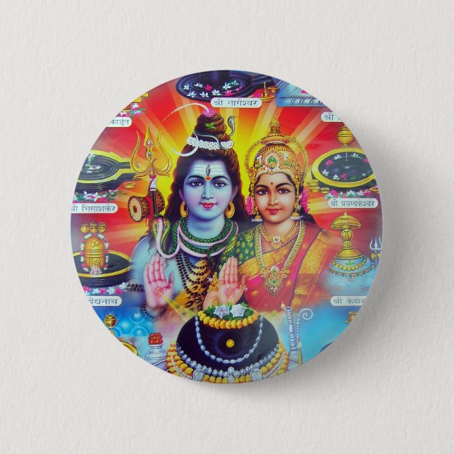 Beautiful Hindu Dieties and Goddesses Button (Front)