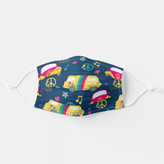 Beautiful Hippie Peace Love Retro Adult Cloth Face Mask (Front, Unfolded)