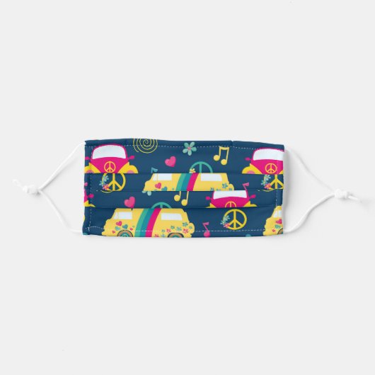 Beautiful Hippie Peace Love Retro Adult Cloth Face Mask (Front, Folded)