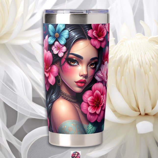 Beautiful Hispanic Anime Woman Insulated Tumbler (Creator Uploaded)