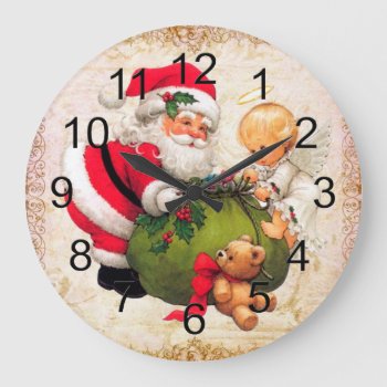 Beautiful Holiday Custom Christmas Large Clock by All_About_Christmas at Zazzle
