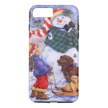 Beautiful Holiday Custom Christmas Snowman Iphone 8 Plus/7 Plus Case by Home_Sweet_Holiday at Zazzle