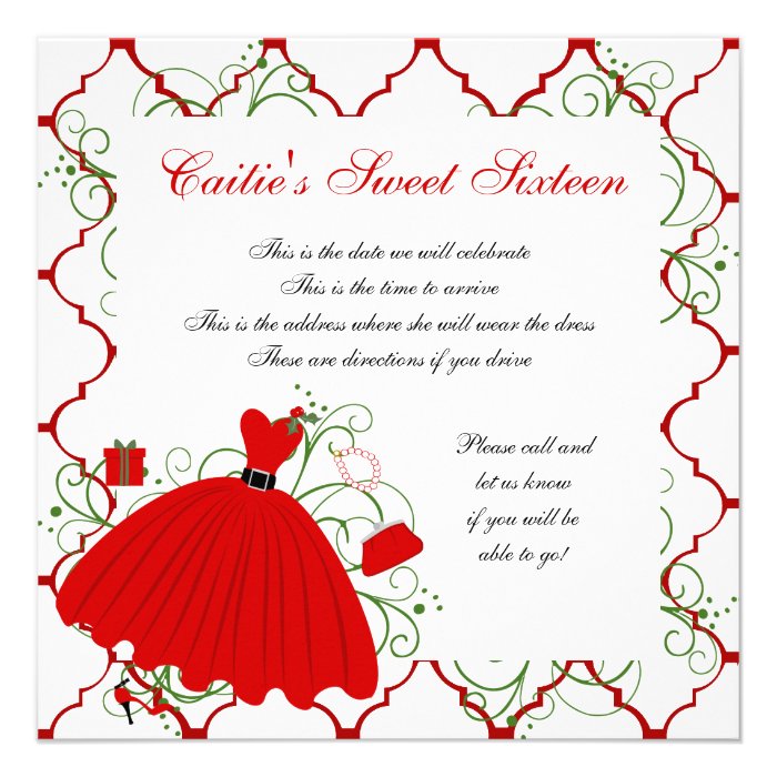 Beautiful Holiday Dress Dress Personalized Invitation