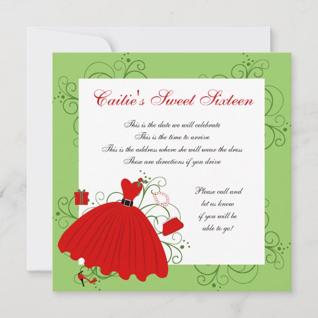 Beautiful Holiday Dress Dress Invitation (Front)