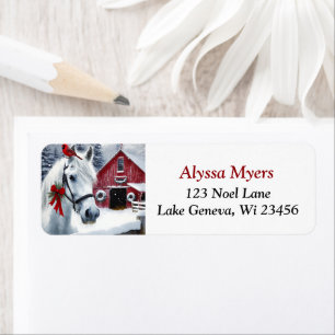 Beautiful Holiday Horse with Cardinal Christmas Label