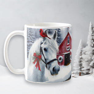 Beautiful Holiday Horse with Cardinal Coffee Mug