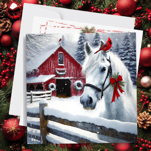 Beautiful Holiday Horse with Cardinal Personalized Card