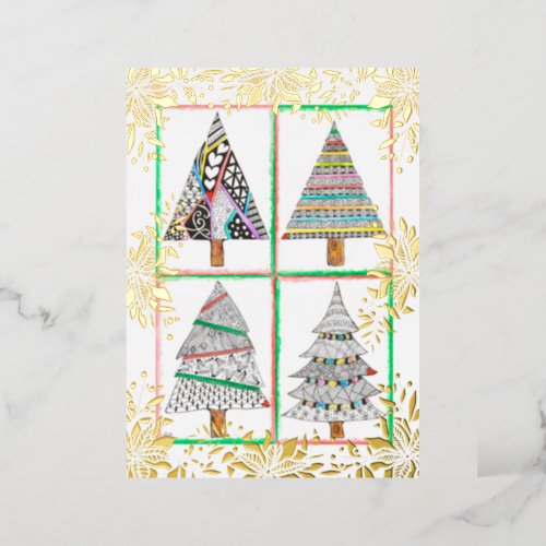 Beautiful Holly and Ornament Christmas Blessings F Foil Invitation