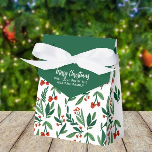 Beautiful Holly Berry Botanical Christmas Party Favor Boxes