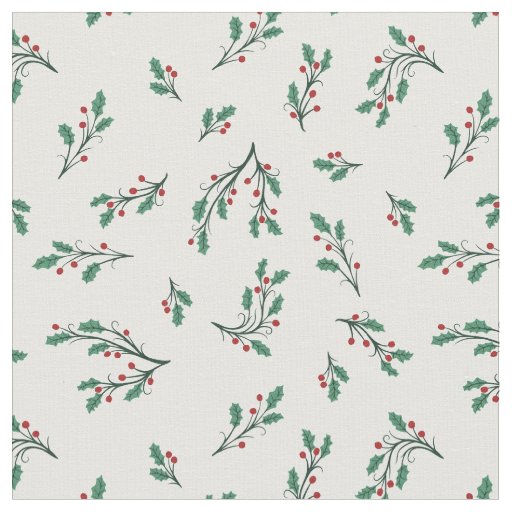 Beautiful Holly Seamless Christmas Pattern Fabric