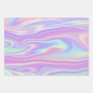 holographic sunset marble Wrapping Paper by Huntleigh