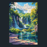 Beautiful Homeland Croatia Plitvice Lakes Poster<br><div class="desc">Plitvice Lakes vector artwork design. The park's lakes are separated by natural travertine dams,  which are created by water flowing in thin layers over thresholds.</div>