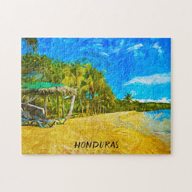 Beautiful Honduras Ocean View Oil Paint Jigsaw Puzzle (Horizontal)