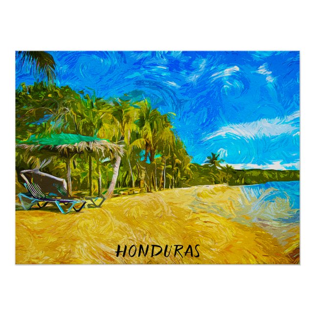 Beautiful Honduras Ocean View Oil Paint Poster (Front)