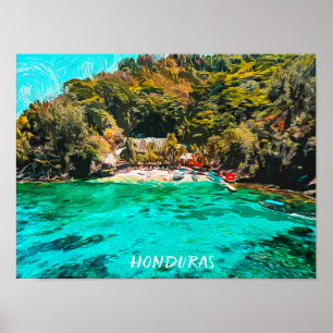 Beautiful Honduras Tropical Oil Painting Poster