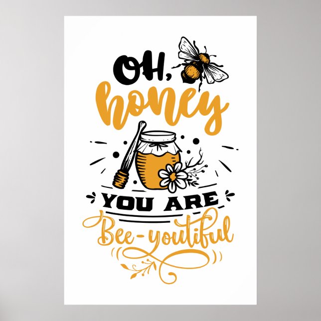 beautiful honey bee word art  poster (Front)