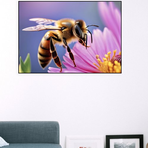 Beautiful Honeybee and Flower Poster Home Decor