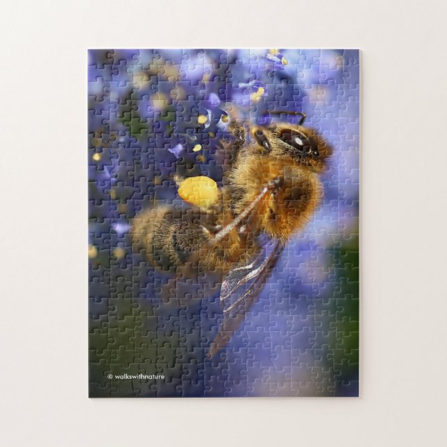 Beautiful Honeybee on the California Lilac Jigsaw Puzzle (Vertical)