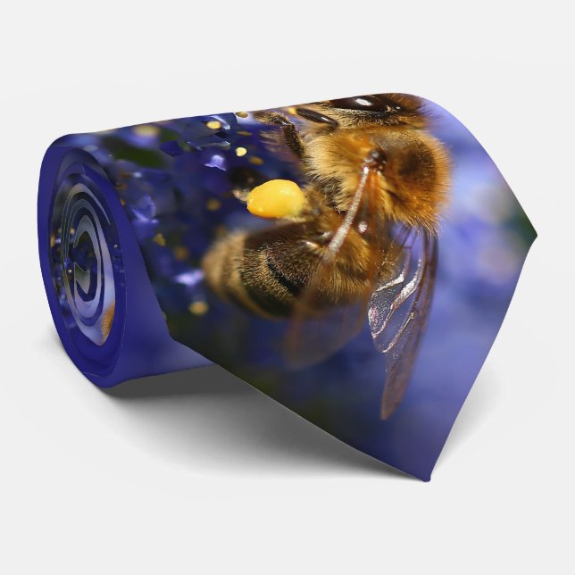 Beautiful Honeybee on the California Lilac Neck Tie (Rolled)