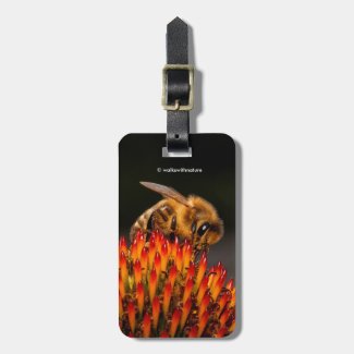 Beautiful Honeybee Pollinating a Coneflower Luggage Tag
