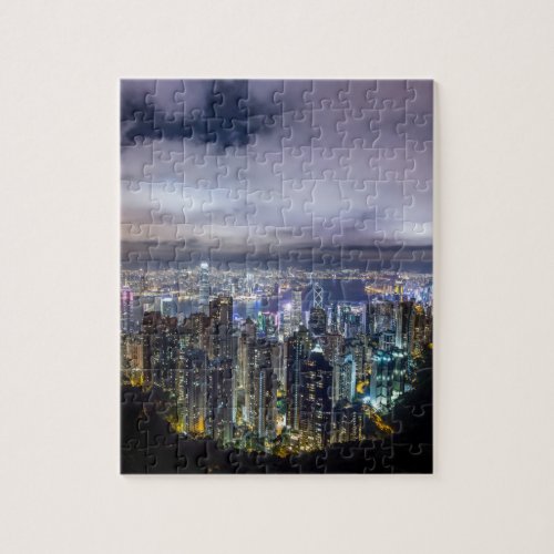 Beautiful Hong Kong city dark night view Jigsaw Puzzle