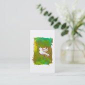 Beautiful hopeful inspirational white bird fun art business card (Standing Front)