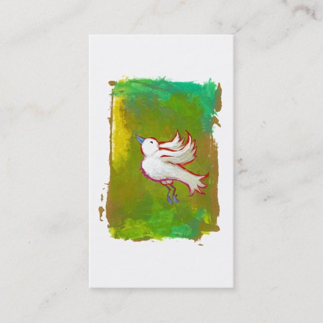 Beautiful hopeful inspirational white bird fun art business card (Front)