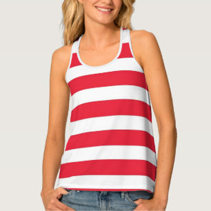 Beautiful horizontal red white stripe pattern tank top