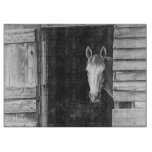 Beautiful Horse and Barn Black + White Cutting Board