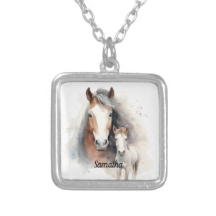 Beautiful Horse and Colt  Silver Plated Necklace