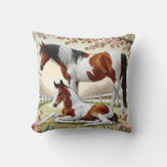 Beautiful Horse and Foal in a Blooming Orchard Throw Pillow