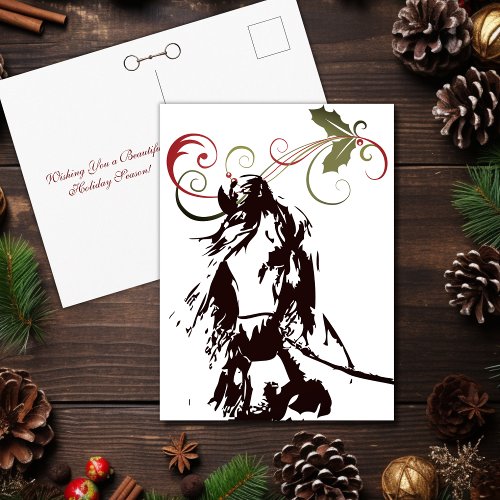 Beautiful Horse and Holly Christmas Winter Holiday Postcard