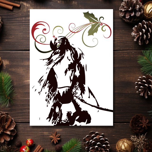 Beautiful Horse and Holly Winter Christmas Holiday Card (Front - Beautiful Horse and Holly Winter Holiday Christmas Card)