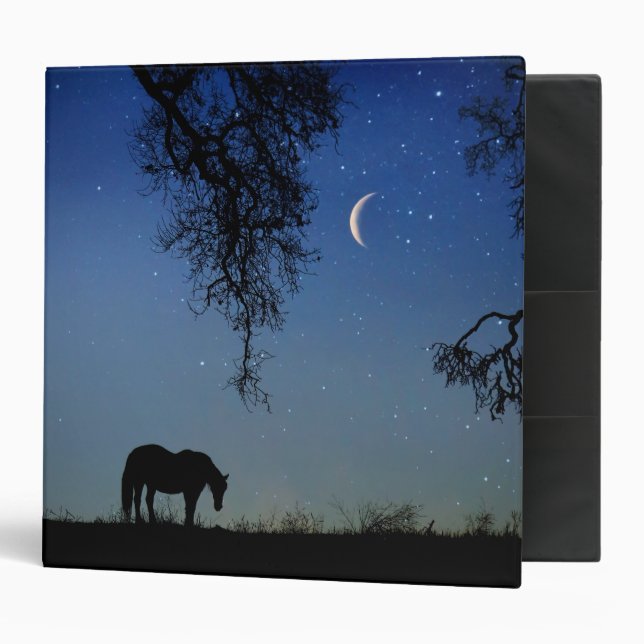 Beautiful Horse and Moon 3 Ring Binder (Front/Inside)