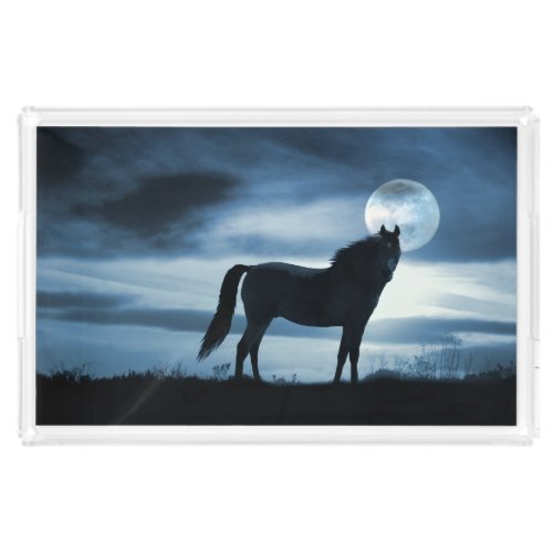 Beautiful Horse and Moon Acrylic Tray