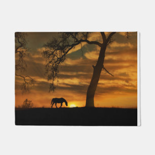 Beautiful Horse and Oak Tree Floor Mat