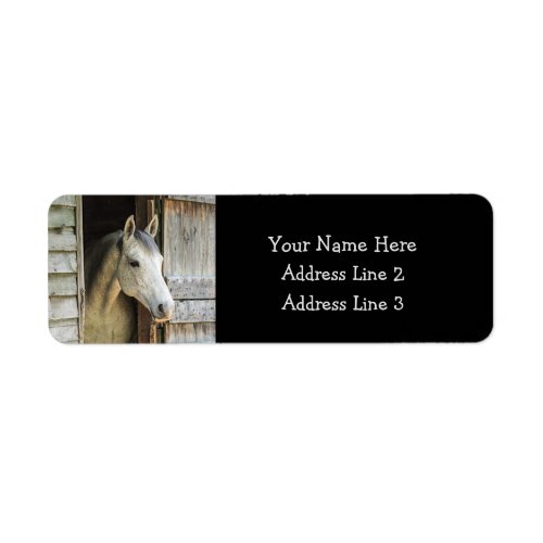 Beautiful Horse and Rustic Barn Label