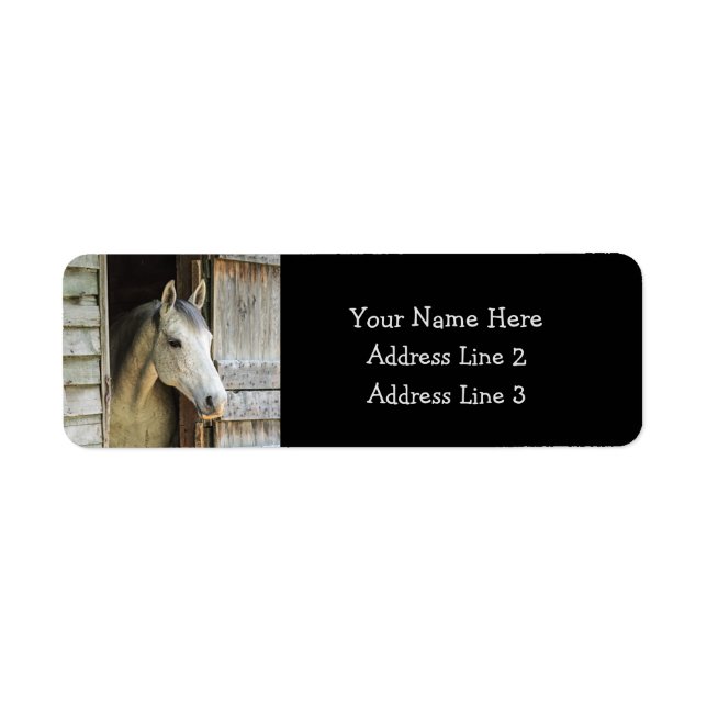 Beautiful Horse and Rustic Barn Label (Front)