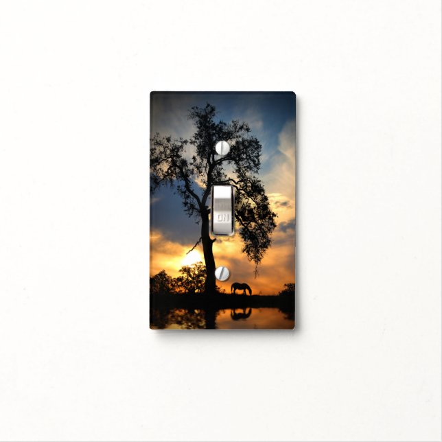 Beautiful Horse and Sunrise Light Switch Cover (In Situ)
