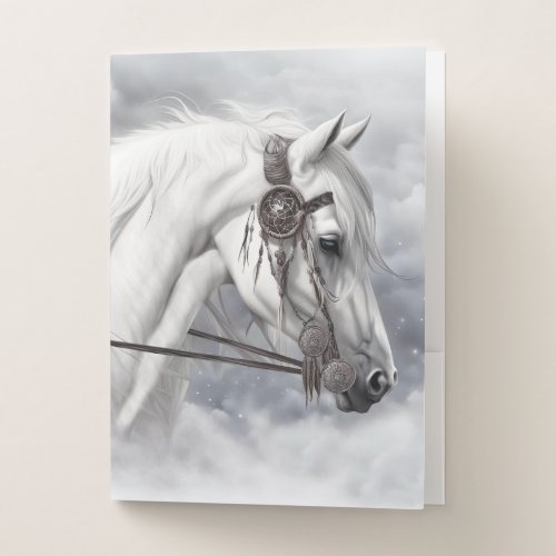 Beautiful Horse and Tribal Bridle Bit Pocket Folder