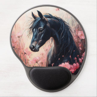 Beautiful Horse Blush Pink Wildflowers Gel Mouse Pad