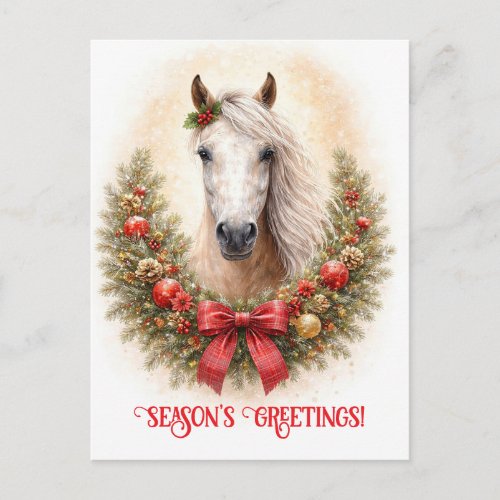 Beautiful Horse Christmas Holiday Seasons Greeting Postcard