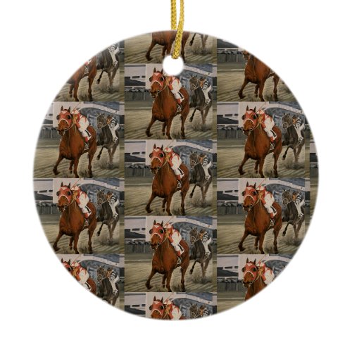 Beautiful Horse Delights Owners in Classic Race Ceramic Ornament