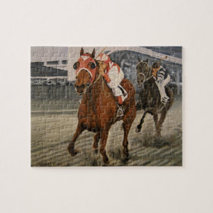 Beautiful Horse Delights Owners in Classic Race Jigsaw Puzzle