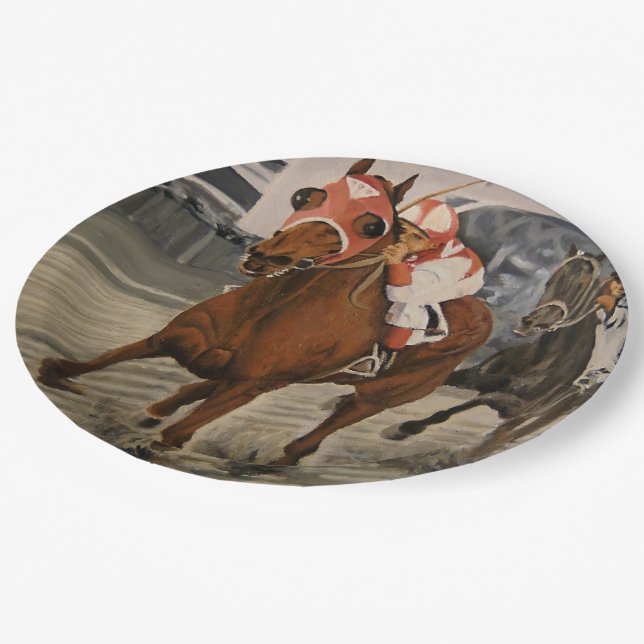 Beautiful Horse Delights Owners in Classic Race Paper Plates (Angled)