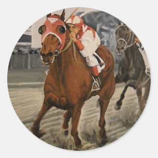 Beautiful Horse Delights Owners in Classic Race Round Sticker